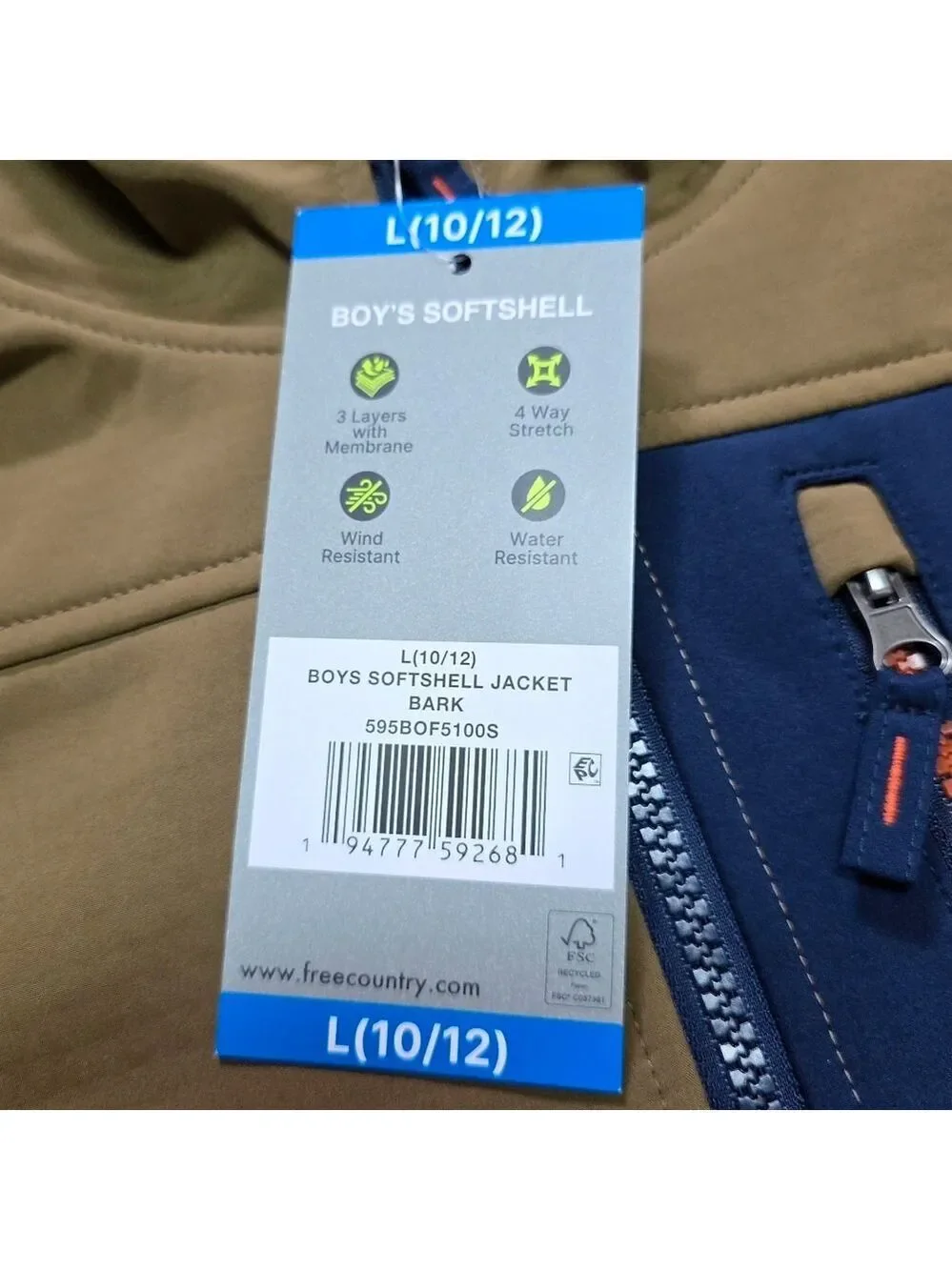 Free Country Boys Softshell Jacket Size Large 10/12 New With Tags